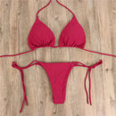 Conjunto de maiô sexy biquíni feminino, sutiã acolchoado push-up, tanga duas peças, moda praia, roupa de banho, fêmea, verão