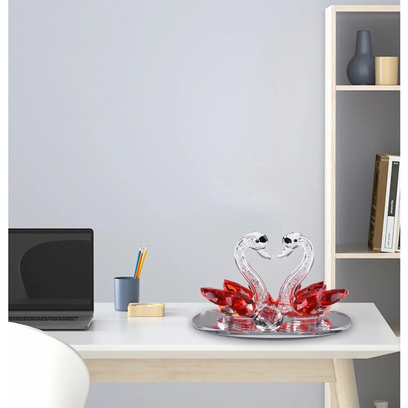 Cisnes de cristal ornamento estatuetas de vidro peso de papel artesanato criativo cisne figuras de vidro sala estar decorações de mesa