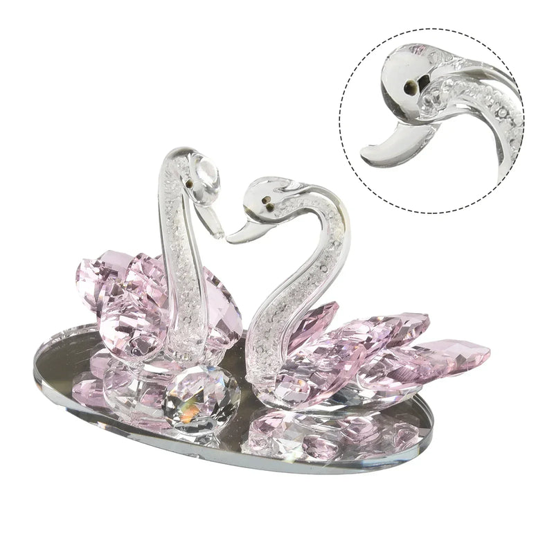 Cisnes de cristal ornamento estatuetas de vidro peso de papel artesanato criativo cisne figuras de vidro sala estar decorações de mesa