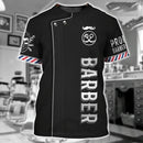 Camiseta para barbeiro masculina, camiseta casual com estampa 3D, personalidade hip hop, gola redonda, manga curta, moda verão