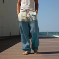 Calça casual de praia masculina, calças largas, estilo havaiano, estampada em 3D, cor sólida, verão