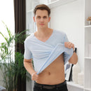 Camiseta de seda gelo masculina, manga curta, camisola regata com decote em v, colete respirável masculino, camiseta fina sem costura, camisola singlets musculação, verão