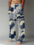 Calça havaiana floral masculina, imagem digital, casual de luxo social fashion, elegante roupa retrô