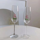 Criativo 3d rosa vidro rosa embutido vermelho branco copos de vinho copo drinkware cálice flauta champanhe doméstico adorável presente dos namorados