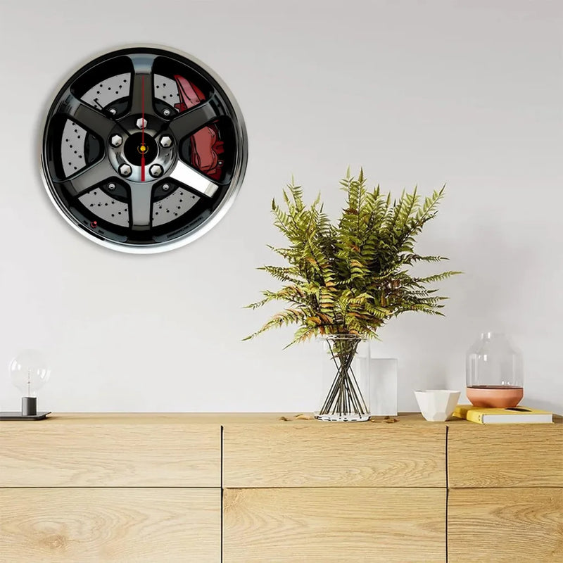 Relógio de parede polido com roda JDM moderno 3D para decoração de casa, escritório, hotel, restaurante, escola
