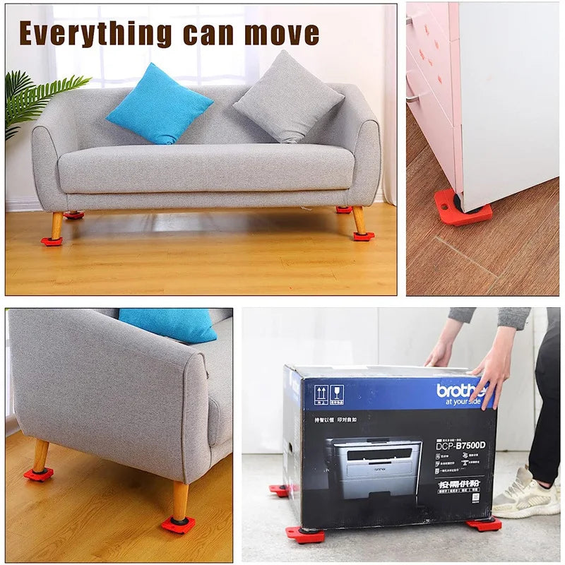 1-5 pçs ferramenta de levantamento de móveis materiais pesados movendo rolo levantador móveis mover ferramentas de transporte portátil guarda-roupa sofá slides kit