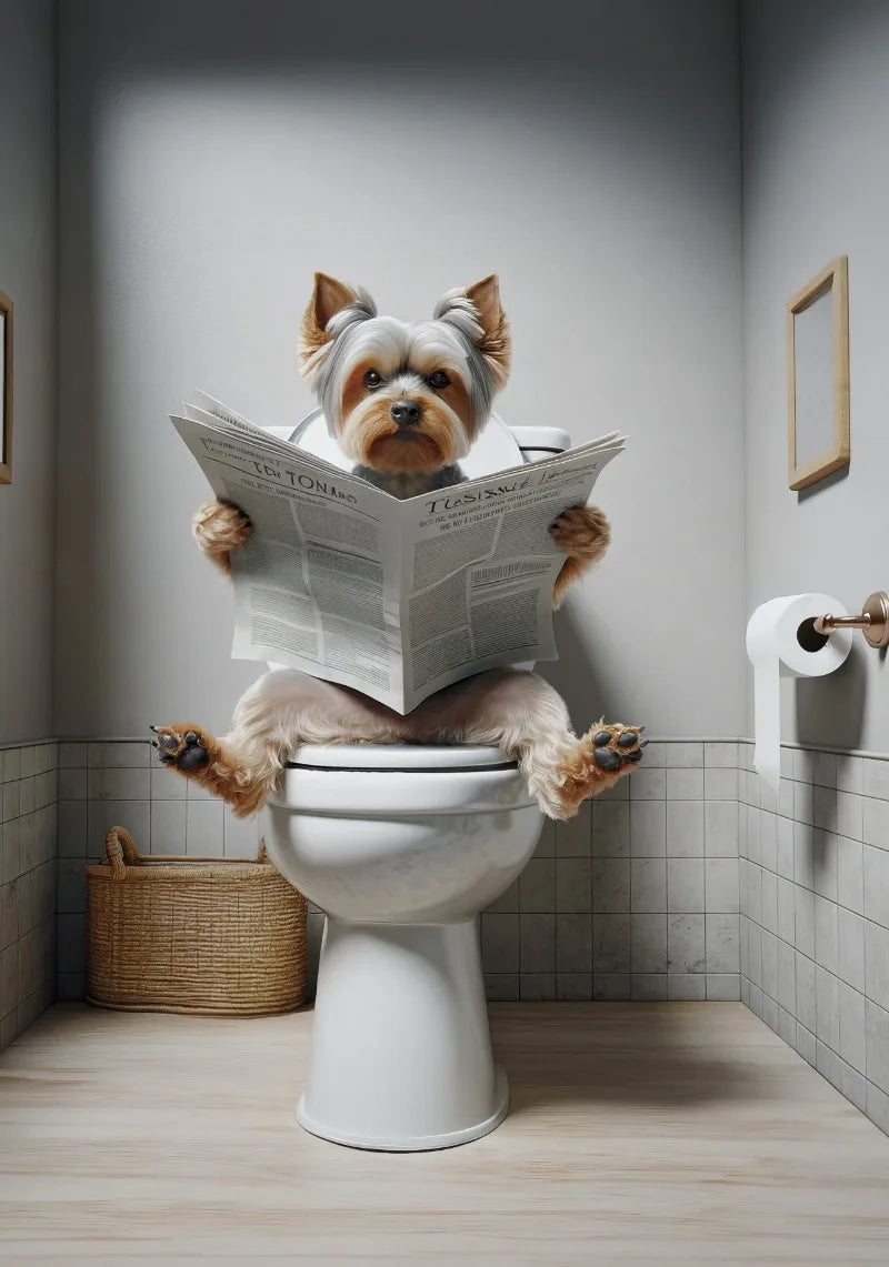 WC Animais Pintura De Lona, Leitura De Jornal, Ovelha Jacaré, Cartaz Doberman Print, Arte Da Parede, Room Pictures, Decoração De Casa