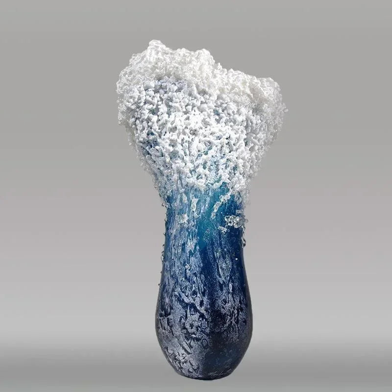 1pc oceano onda pequeno vaso resina artesanato oceano onda vaso decoração oceano série azul decoração para casa 2024