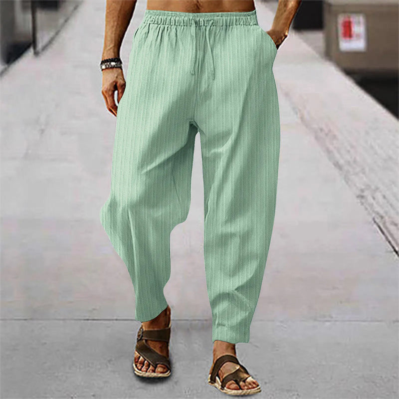 Calça de bezerro com listra de algodão respirável masculina, estilo hip-hop, casual esportiva, bezerro, verão, nova
