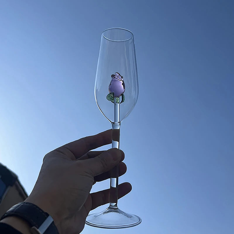 Criativo 3d rosa vidro rosa embutido vermelho branco copos de vinho copo drinkware cálice flauta champanhe doméstico adorável presente dos namorados