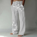 Calça havaiana floral masculina, imagem digital, casual de luxo social fashion, elegante roupa retrô
