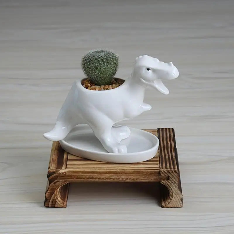 94pf Dinosaur Planter Pot para W/ Drenagem Bandeja Cacto Cactus Flor Contai