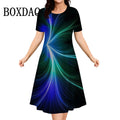 2025 novos vestidos femininos listrado impressão elegante moda casual vestidos de manga curta plus size feminino verão solto tamanhos grandes vestido