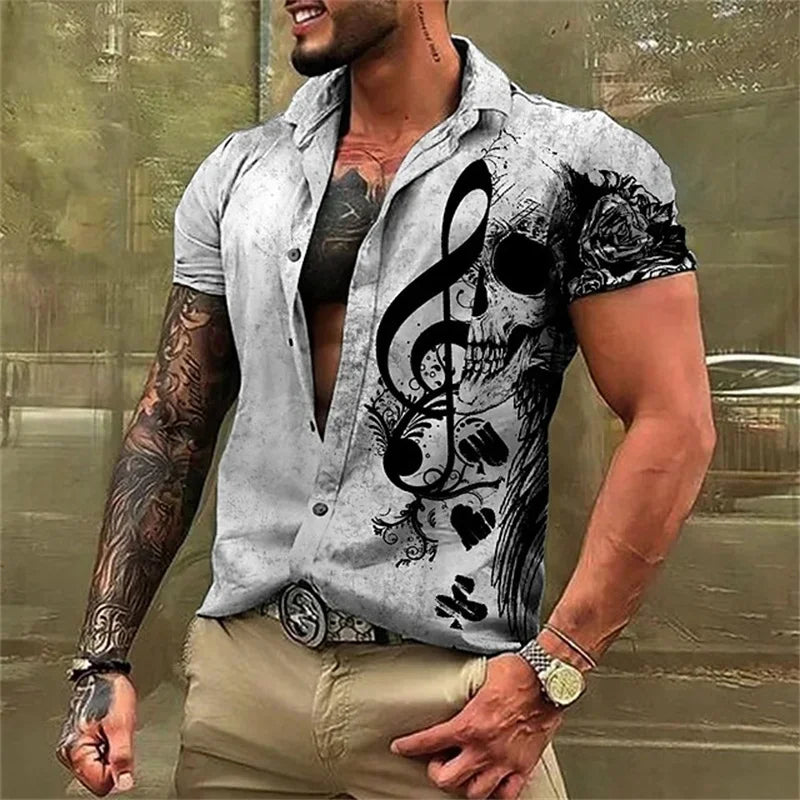 Aloha Musical - Camisa Havaiana com Notas Musicais