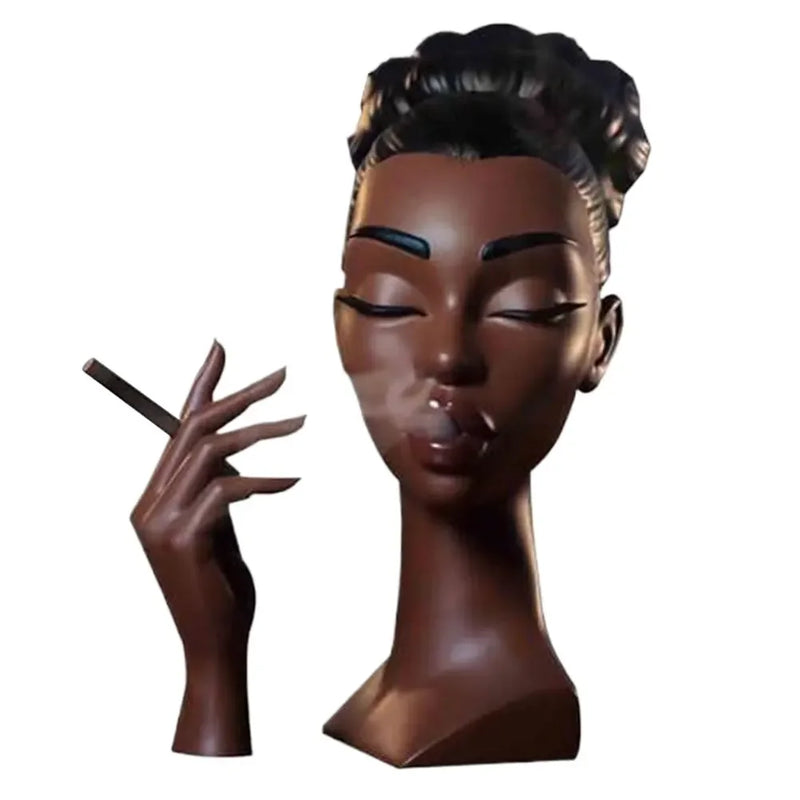 Novo queimador de incenso de cabeça, queimador de incenso de resina de rosto feminino preto nobre e 60 cones de incenso, exibição de artesanato para quarto e escritório