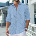 Europa e nos Estados Unidos transfronteiriço músculo louco venda quente nova moda masculina linha impressão casual camisa de lapela de manga longa