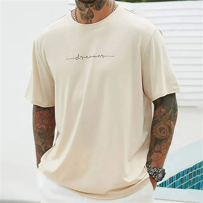 Camiseta masculina de verão simples de alta qualidade topo masculino todos os dias casual camisa esportiva tendência novas roupas oversized solto manga curta