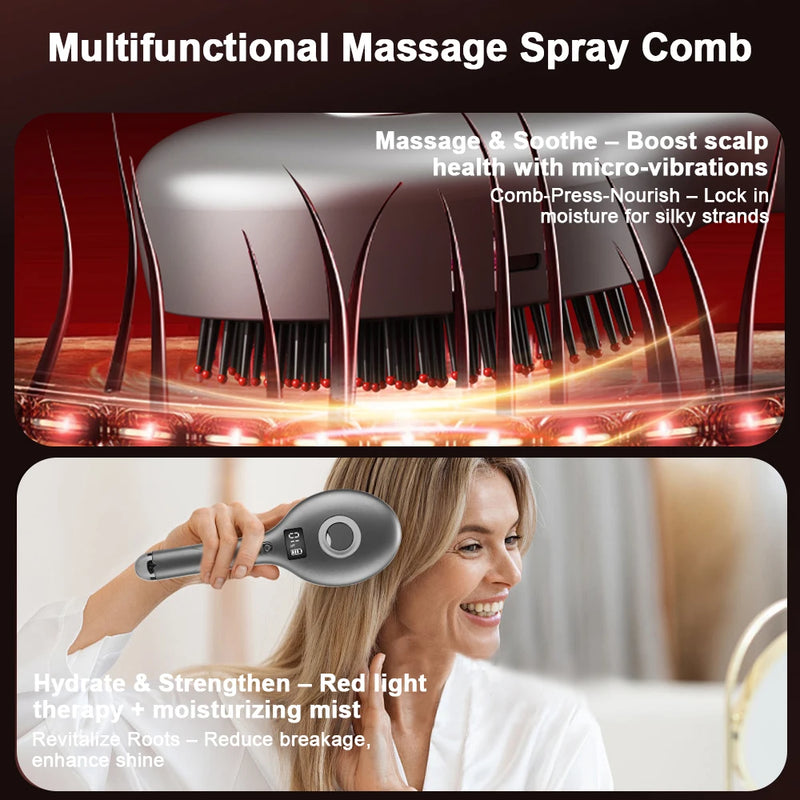 4 modos de spray elétrico massagem pente vibração couro cabeludo cabeça massageador 630nm luz vermelha escova crescimento do cabelo óleo essencial ferramenta cuidados com o cabelo