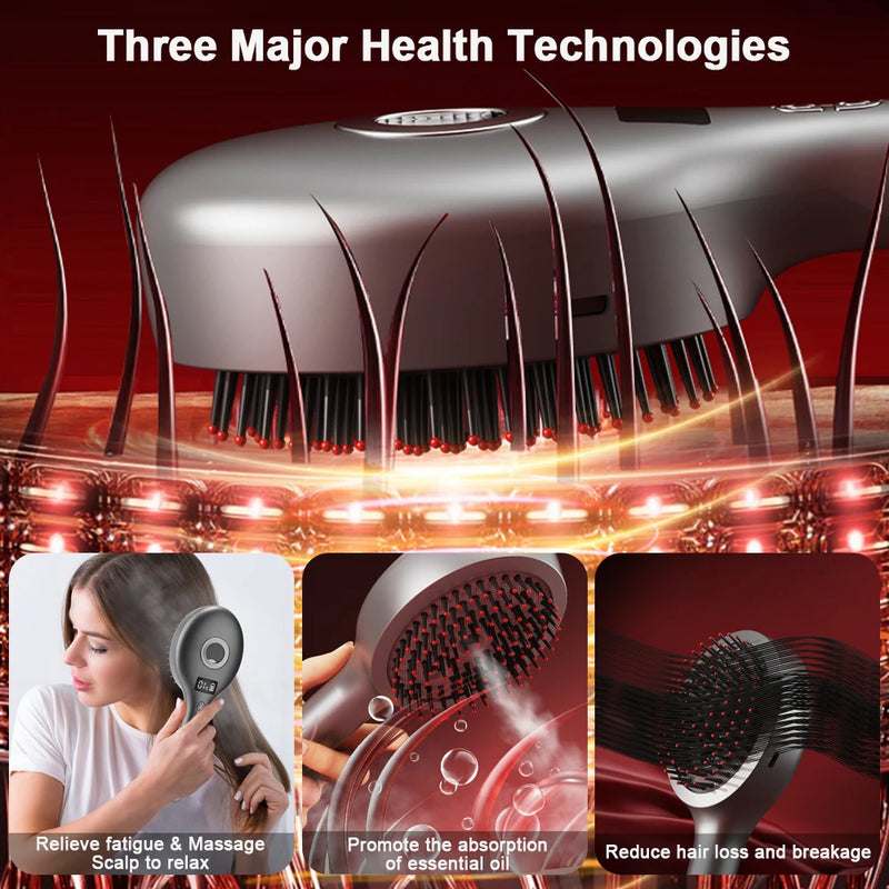 4 modos de spray elétrico massagem pente vibração couro cabeludo cabeça massageador 630nm luz vermelha escova crescimento do cabelo óleo essencial ferramenta cuidados com o cabelo