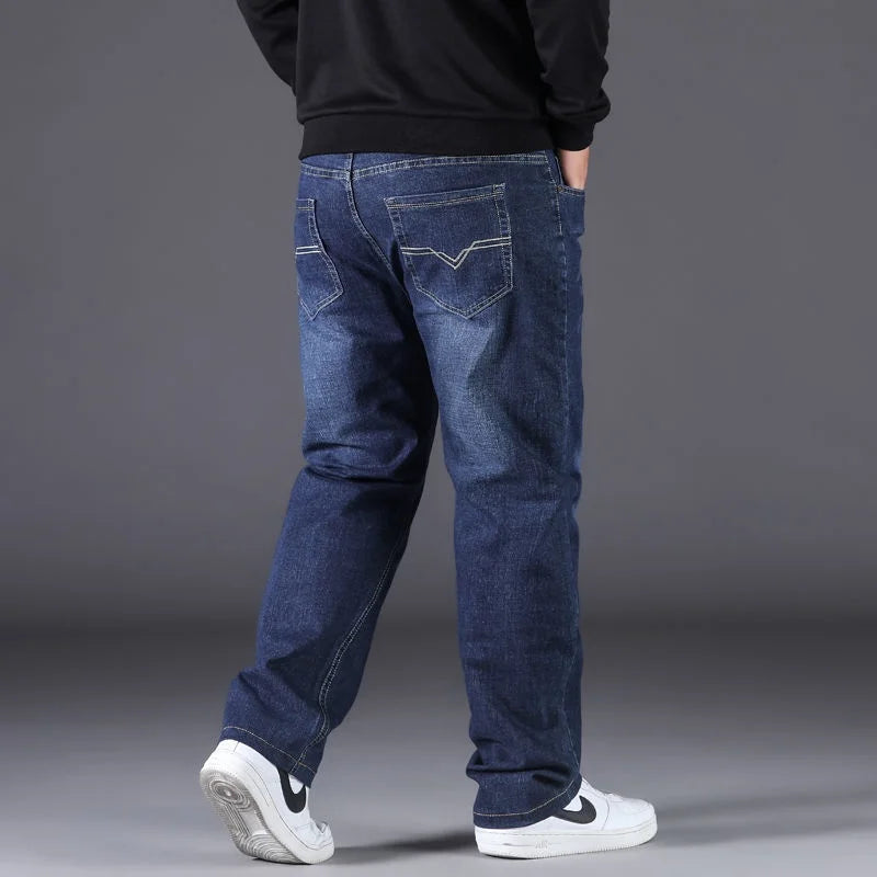 Calça jeans masculina de tamanho grande, faixa elástica, calça grande, cintura alta, calça jeans masculina, marido plus size, gorda, n ° 40