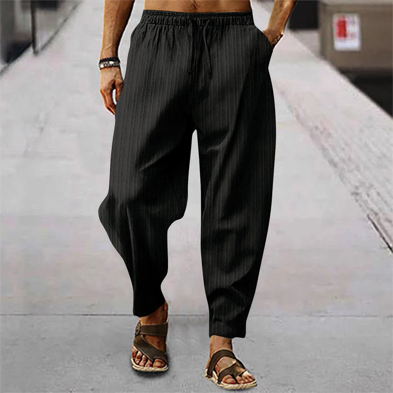Calça de bezerro com listra de algodão respirável masculina, estilo hip-hop, casual esportiva, bezerro, verão, nova