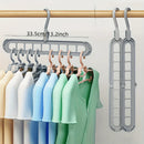 Plastic Foldable Space Saving Cabides, organizador de roupas, cabides resistentes para armário de quarto Wardrobe Home and dor, 9 buracos, 3pcs