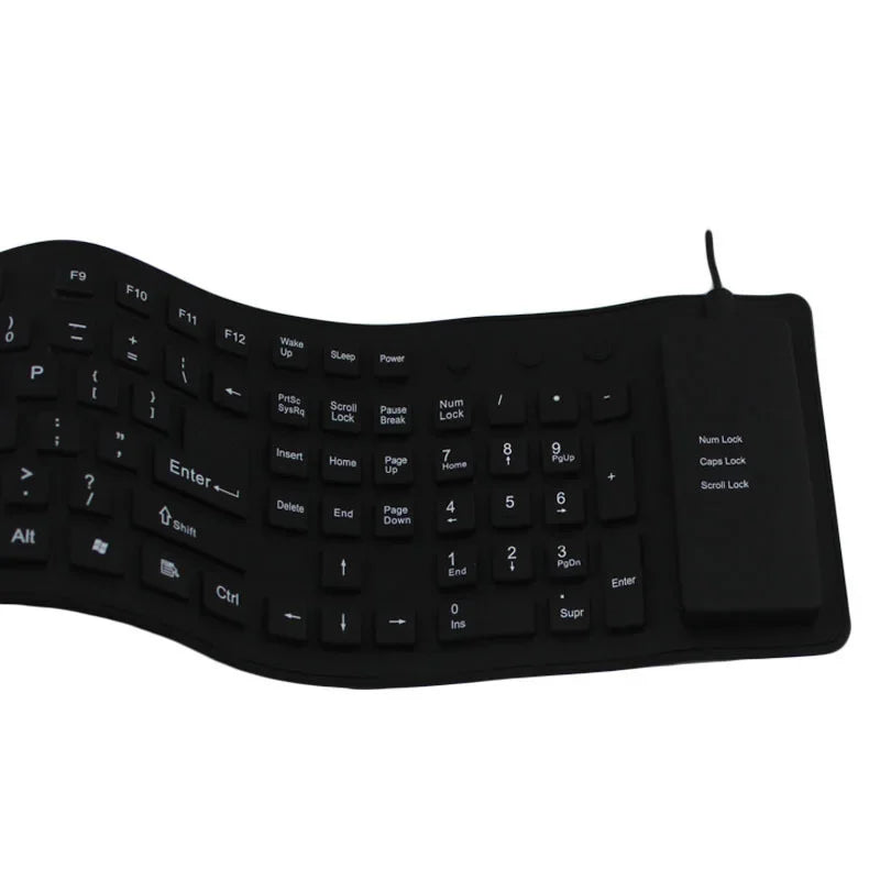 Teclado de silicone dobrável 85/109 teclas USB com fio silencioso à prova d'água à prova de poeira Soft Touch Rollup para notebook laptop