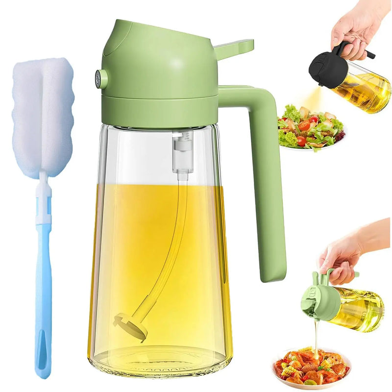 Garrafa dispensadora de óleo 2 em 1, 500ml, spray de plástico, pulverizador de óleo, frasco, galheteiro, churrasco, cozinha, assar, piquenique, ferramenta de cozinha