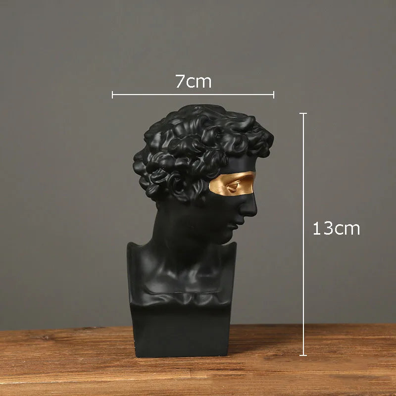 Banhado a ouro Máscara David Estátua Obra Caráter Resina Escultura Enfeites de Mesa Figuras Retrato Estátua Sala estar Decoração
