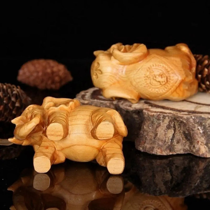 1 pc natural thuja madeira elefante rico escultura artesanato em madeira decoração para casa