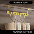 Rack de armazenamento com 8 buracos para cabide de roupas, liga de alumínio, ganchos mágicos rotativos, organizador, guarda-roupa, economizador de espaço