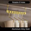 Rack de armazenamento com 8 buracos para cabide de roupas, liga de alumínio, ganchos mágicos rotativos, organizador, guarda-roupa, economizador de espaço