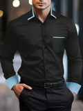Camisa casual de manga comprida masculina, combinando cores lapela, cardigã de negócios solto, moda tendência primavera-outono, alta qualidade, nova