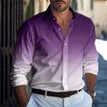 Moda Outono Gradiente Cores Camisa Dos Homens de Negócios Casuais Camisas de Botão de Manga Longa Dos Homens Slim Fit Lapela Camisas Roupas