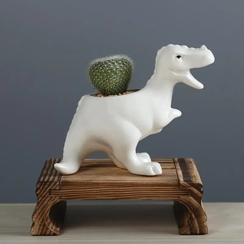 94pf Dinosaur Planter Pot para W/ Drenagem Bandeja Cacto Cactus Flor Contai