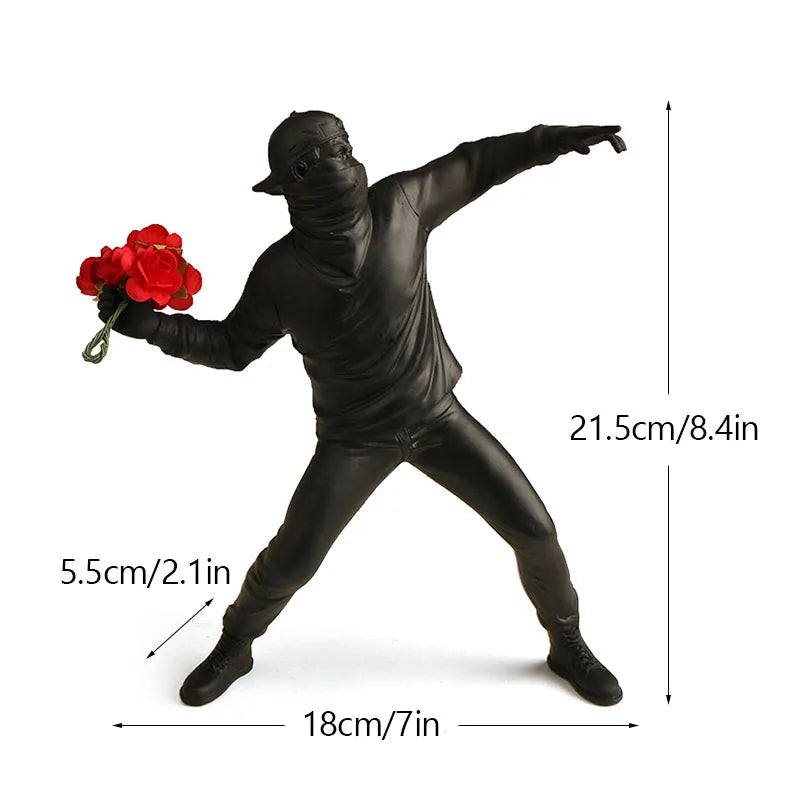 Coleção de Escultura Banksy, Estátua Flower Thrower, Pop Art, Estatueta Moderna Menina Balão, Decoração Home Office