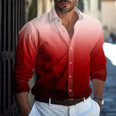 Moda Outono Gradiente Cores Camisa Dos Homens de Negócios Casuais Camisas de Botão de Manga Longa Dos Homens Slim Fit Lapela Camisas Roupas