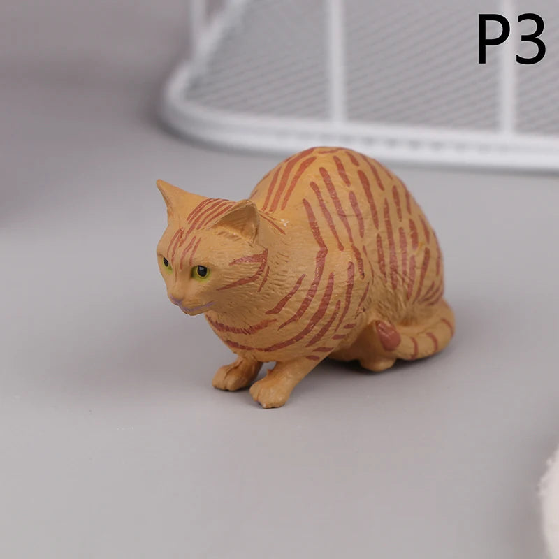 Deitado gato laranja estatueta, simulação sólida modelo animal, decoração desktop bonito, ornamento Mini Pet, 1pc