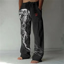 Calça de perna larga, fina com estampa 3D masculina, tamanho grande, reta, casual, além das fronteiras, nova, além das fronteiras, primavera e outono