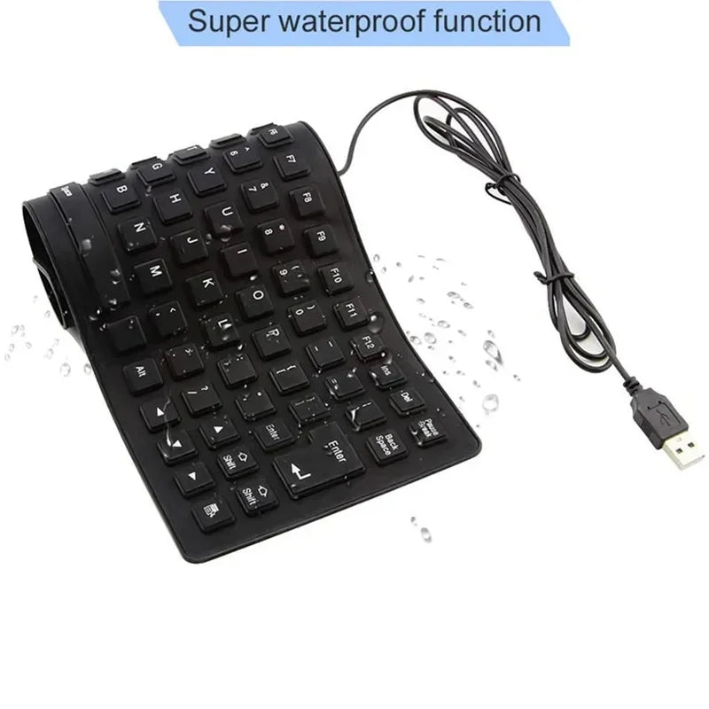 Teclado de silicone dobrável 85/109 teclas USB com fio silencioso à prova d'água à prova de poeira Soft Touch Rollup para notebook laptop