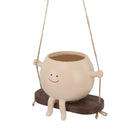 Vaso de plantador de rosto de balanço, requintado, adorável, exclusivo, pendurado de resina, com corda para plantas, vaso de plantador de rosto de balanço
