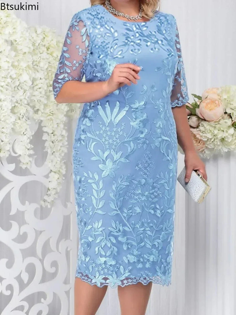 2025 feminino sring vestido de verão festa de casamento convidado feminino fino ajuste renda floral elegante bodycon formal vestidos de festa plus size 5xl
