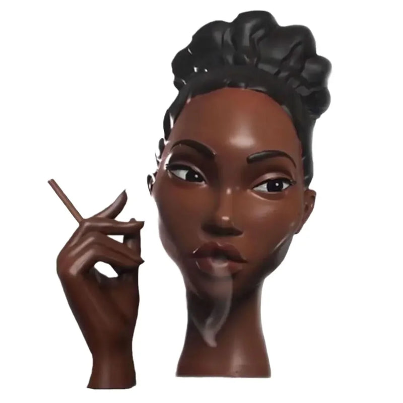 Novo queimador de incenso de cabeça, queimador de incenso de resina de rosto feminino preto nobre e 60 cones de incenso, exibição de artesanato para quarto e escritório
