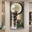 Estilo chinês Zen Pedra Golden Deer Canvas Pintura Wall Art, Rich Tree Posters, Fengshui Wall Art para decoração varanda, sem moldura