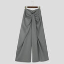 INCERUN-Calças de perna larga masculinas, corredores plissados com zíper, calças casuais, streetwear solto, calças compridas monocromáticas, S-5XL, Moda