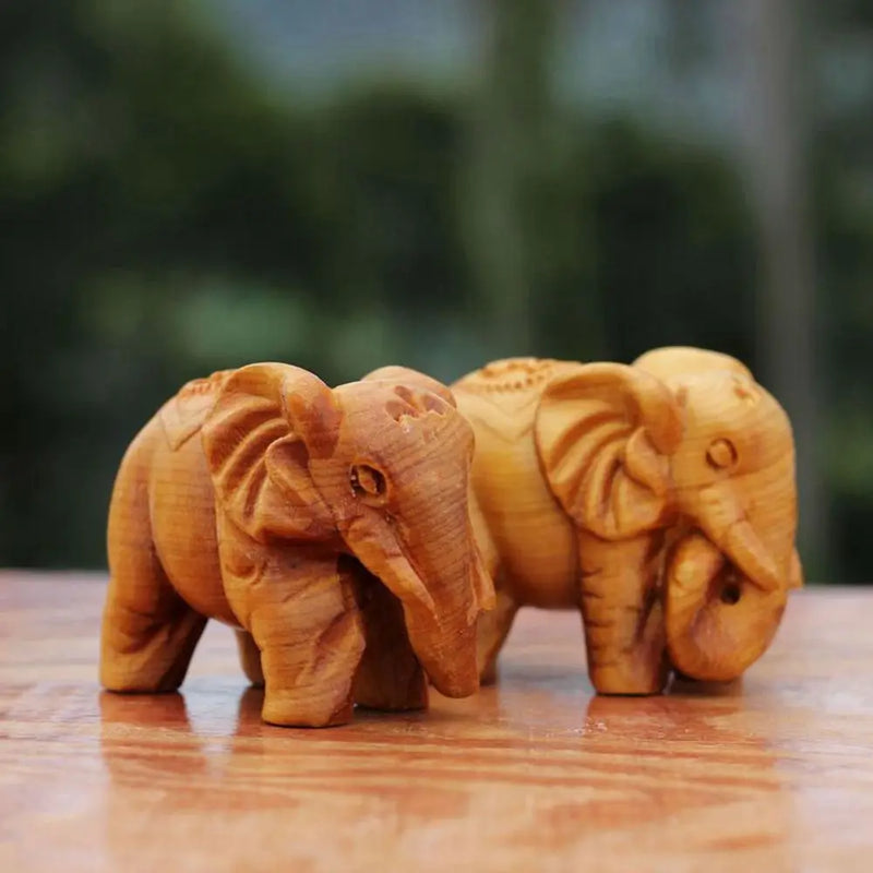 1 pc natural thuja madeira elefante rico escultura artesanato em madeira decoração para casa