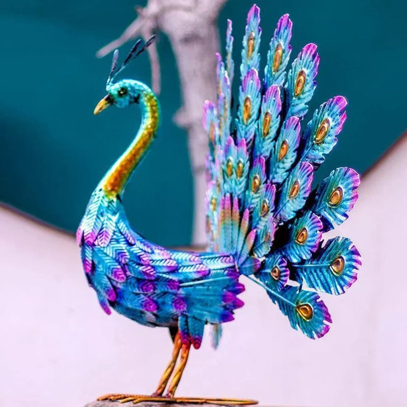 Escultura de pavão formato vívido estátua de pavão animal anti-oxidação decoração de jardim ornamento de pavão resistente ao desgaste