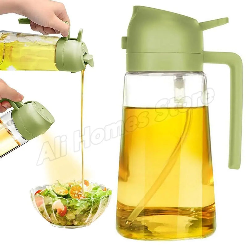 Garrafa dispensadora de óleo 2 em 1, 500ml, spray de plástico, pulverizador de óleo, frasco, galheteiro, churrasco, cozinha, assar, piquenique, ferramenta de cozinha