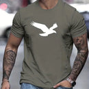 Camiseta casual masculina com gráfico Eagle, tops de manga curta, tamanho extra grande, camiseta masculina, camisa de primavera, roupas de verão, 5XL