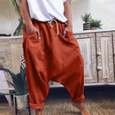 Calças de virilha de harém casuais femininas, calças de harém de moda com cordões, calças femininas, hip-hop de grandes dimensões streetwear mulher